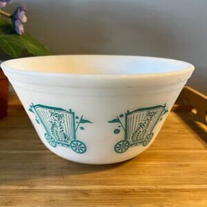 Vintage Fire King White Federal glass Circus 8 inch bowl heat proof * READ *